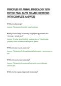 PRINCIPLES OF ANIMAL PHYSIOLOGY 16TH&NewLine;EDITION FINAL PAPER SOLVED QUESTIONS&NewLine;WITH COMPLETE ANSWERS