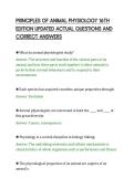 PRINCIPLES OF ANIMAL PHYSIOLOGY 16TH&NewLine;EDITION UPDATED ACTUAL QUESTIONS AND&NewLine;CORRECT ANSWERS