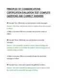 PRINCIPLES OF COMMUNICATIONS&NewLine;CERTIFICATION EVALUATION TEST COMPLETE&NewLine;QUESTIONS AND CORRECT ANSWERS