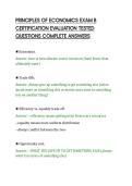 PRINCIPLES OF ECONOMICS EXAM B&NewLine;CERTIFICATION EVALUATION TESTED&NewLine;QUESTIONS COMPLETE ANSWERS&NewLine;
