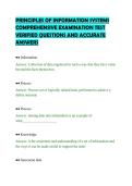 PRINCIPLES OF INFORMATION SYSTEMS&NewLine;COMPREHENSIVE EXAMINATION TEST&NewLine;VERIFIED QUESTIONS AND ACCURATE&NewLine;ANSWERS&NewLine;