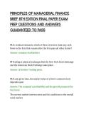 PRINCIPLES OF MANAGERIAL FINANCE&NewLine;BRIEF 8TH EDITION FINAL PAPER EXAM&NewLine;PREP QUESTIONS AND ANSWERS&NewLine;GUARANTEED TO PASS