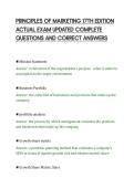 PRINCIPLES OF MARKETING 17TH EDITION&NewLine;ACTUAL EXAM UPDATED COMPLETE&NewLine;QUESTIONS AND CORRECT ANSWERS