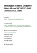 PRINCIPLES OF MARKETING 17TH EDITION&NewLine;EXAMS SET COMPLETE QUESTIONS AND&NewLine;ANSWERS EXPERT VERIFIED&NewLine;