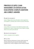 PRINCIPLES OF SUPPLY CHAIN&NewLine;MANAGEMENT 5TH EDITION ACTUAL&NewLine;EXAM UPDATED COMPLETE QUESTIONS&NewLine;AND CORRECT ANSWERS
