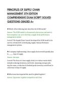 PRINCIPLES OF SUPPLY CHAIN&NewLine;MANAGEMENT 5TH EDITION&NewLine;COMPREHENSIVE EXAM SCRIPT SOLVED&NewLine;QUESTIONS GRADED A&plus;