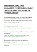 PRINCIPLES OF SUPPLY CHAIN&NewLine;MANAGEMENT 5TH EDITION EXAM REVIEW&NewLine;TESTED QUESTIONS WITH 100 PERCENT&NewLine;CORRECT ANSWERS