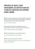 PRINCIPLES OF SUPPLY CHAIN&NewLine;MANAGEMENT 5TH EDITION EXAMS SET&NewLine;COMPLETE QUESTIONS AND ANSWERS&NewLine;EXPERT VERIFIED