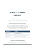FLORIDA PT LAW EXAM ACTUAL 2026&sol;2027 &vert; Jurisprudence & Practice Act &vert; Verified Q&A &vert; Pass Guaranteed - A&plus; Graded&NewLine;&NewLine;