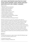 OTCO BASIC WASTEWATER EXAM PRACTICE EXAM&NewLine;STUDY GUIDE TESTBANK LATEST UPDATE 2026&sol;2027&NewLine;QUESTIONS WITH 100&percnt; CORRECT ANSWERS