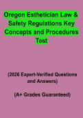 Oregon Esthetician Law & Safety Regulations Key Concepts and Procedures Test PDF &vert; Practice Questions&comma; Test Bank & License Prep