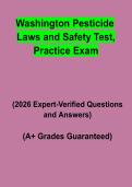 Washington Pesticide Laws & Safety Test Practice Exam PDF &vert; Study Guide&comma; Practice Questions&comma; Test Bank & License Prep