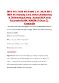 NUR 418 &sol; NUR 415 Exam 3 V1 &vert; NUR 418 &sol; &NewLine;NUR 415 Nursing Care of the Childbearing &NewLine;& Childrearing Family &vert; Actual Q&A with &NewLine;Rationale &lpar;NUR418&sol;NUR415 Exam 3&rpar; &vert; &NewLine;Concordia