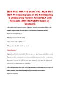 NUR 418 &sol; NUR 415 Exam 3 V2 &vert; NUR 418 &sol; &NewLine;NUR 415 Nursing Care of the Childbearing &NewLine;& Childrearing Family &vert; Actual Q&A with &NewLine;Rationale &lpar;NUR418&sol;NUR415 Exam 3&rpar; &vert; &NewLine;Concordia