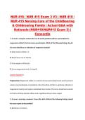 NUR 418 &sol; NUR 415 Exam 3 V1&ndash;V3 &vert; NUR 418 &sol; NUR 415 Nursing Care of the Childbearing & Childrearing Family &vert; Concordia University &vert; Actual Q&A with Rationale &lpar;NUR418&sol;NUR415 Exam 3&rpar;