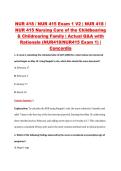 NUR 418 &sol; NUR 415 Exam 1 V2 &vert; NUR 418 &sol; &NewLine;NUR 415 Nursing Care of the Childbearing &NewLine;& Childrearing Family &vert; Actual Q&A with &NewLine;Rationale &lpar;NUR418&sol;NUR415 Exam 1&rpar; &vert; &NewLine;Concordia