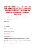 NUR 418 &sol; NUR 415 Exam 2 V1&ndash;V3 &vert; NUR 418 &sol; NUR 415 Nursing Care of the Childbearing & Childrearing Family &vert; Concordia University &vert; Actual Q&A with Rationale &lpar;NUR418&sol;NUR415 Exam 2&rpar;