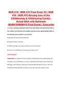 NUR 418 &sol; NUR 415 Final Exam V2 &vert; NUR &NewLine;418 &sol; NUR 415 Nursing Care of the &NewLine;Childbearing & Childrearing Family &vert; &NewLine;Actual Q&A with Rationale &NewLine;&lpar;NUR418&sol;NUR415 Final Exam&rpar; &vert; Concordia 
