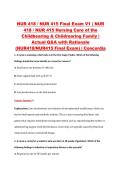 NUR 418 &sol; NUR 415 Final Exam V1&ndash;V3 &vert; NUR 418 &sol; NUR 415 Nursing Care of the Childbearing & Childrearing Family &vert; Concordia University &vert; Actual Q&A with Rationale &lpar;NUR418&sol;NUR415 Final Exam&rpar;