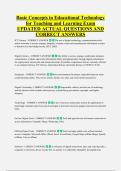 Basic Concepts in Educational Technology &NewLine;for Teaching and Learning Exam &NewLine;UPDATED ACTUAL QUESTIONS AND &NewLine;CORRECT ANSWERS