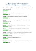Physical Assessment Pre Lecture Questionnaires&NewLine;UPDATED ACTUAL Questions and CORRECT Answers