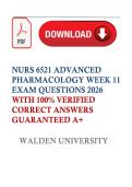 NURS 6521 Advanced Pharmacology Week 11 Exam Questions & Verified Answers &vert; Walden University &vert; Updated 2026 Graded A&plus;