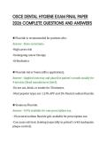 OSCE DENTAL HYGIENE EXAM FINAL PAPER&NewLine;2026 COMPLETE QUESTIONS AND ANSWERS&NewLine;