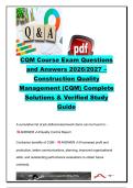 Construction Quality Management &lpar;CQM-C&rpar; Certification Exam &vert; 65&plus; Practice Questions & Verified Answers &vert; Three-Phase Control System&comma; Quality Control Plan &lpar;QCP&rpar;&comma; Quality Assurance &lpar;QA&rpar;&comma; Definable Features of Work &lpar;DFOW&rpar; & Design-Build &vert; USACE &sol; NAVFAC