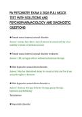PA PSYCHIATRY EXAM 5 2026 FULL MOCK&NewLine;TEST WITH SOLUTIONS AND&NewLine;PSYCHOPHARMACOLOGY AND DIAGNOSTIC&NewLine;QUESTIONS&NewLine;