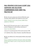 PAEA PEDIATRICS EOR EXAM 8 SCRIPT 2026&NewLine;QUESTIONS AND SOLUTIONS&NewLine;COMPREHENSIVE STUDY SHEET FULL&NewLine;PRACTICE SET