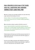 PAEA PEDIATRICS EOR EXAM 8 TEST PAPER&NewLine;2026 FULL QUESTIONS AND ANSWERS&NewLine;VERIFIED STUDY GUIDE FINAL PREP