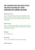 PAN CANADIAN EXAM 2026 HEALTH POLICY&NewLine;AND PRACTICE REVIEW SET TESTED&NewLine;QUESTIONS WITH VERIFIED SOLUTIONS&NewLine;
