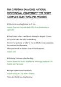 PAN CANADIAN EXAM 2026 NATIONAL&NewLine;PROFESSIONAL COMPETENCY TEST SCRIPT&NewLine;COMPLETE QUESTIONS AND ANSWERS