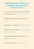 PROPANE FINAL PRACTICE EXAM &lpar;Latest Update 2026 2027&rpar; 100- Correct Questions & Answer