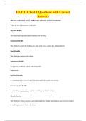 HLT 110 Test 1 Questions with Correct&NewLine;Answers