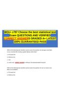 WGU- c797 Choose the best statistical test EXAM QUESTIONS AND VERIFIED CORRECT ANSWERS GRADED A&plus; -LATEST 2026-2027- 100- GUARANTEED PASS&period;docx&NewLine;&NewLine;