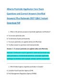 Alberta Pesticide Applicator Core Exam &NewLine;Questions and Correct Answers &lpar;Verified &NewLine;Answers&rpar; Plus Rationale 2027 Q&A&vert; Instant &NewLine;Download Pdf 