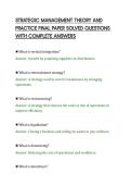 STRATEGIC MANAGEMENT THEORY AND&NewLine;PRACTICE FINAL PAPER SOLVED QUESTIONS&NewLine;WITH COMPLETE ANSWERS