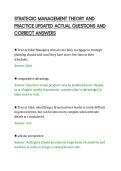 STRATEGIC MANAGEMENT THEORY AND&NewLine;PRACTICE UPDATED ACTUAL QUESTIONS AND&NewLine;CORRECT ANSWERS