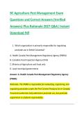 BC Agriculture Pest Management Exam &NewLine;Questions and Correct Answers &lpar;Verified &NewLine;Answers&rpar; Plus Rationale 2027 Q&A&vert; Instant &NewLine;Download Pdf 
