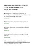 STRUCTURAL ANALYSIS TEST 10 COMPLETE&NewLine;QUESTIONS AND ANSWERS TESTED&NewLine;SOLUTIONS GRADED A&plus;