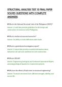 STRUCTURAL ANALYSIS TEST 10 FINAL PAPER&NewLine;SOLVED QUESTIONS WITH COMPLETE&NewLine;ANSWERS