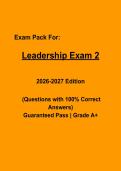Nursing Leadership Exam 2 Questions & Answers PDF &vert; Complete Practice Test &vert; Latest 2026&ndash;2027