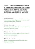 SUPPLY CHAIN MANAGEMENT STRATEGY&NewLine;PLANNING AND OPERATION 7TH EDITION&NewLine;ACTUAL EXAM UPDATED COMPLETE&NewLine;QUESTIONS AND CORRECT ANSWERS&NewLine;