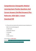 Comprehensive Osteopathic Medical &NewLine;Licensing Exam Practice Questions And &NewLine;Correct Answers &lpar;Verified Answers&rpar; Plus &NewLine;Rationales 2026 Q&A &vert; Instant &NewLine;Download Pdf