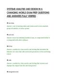 SYSTEMS ANALYSIS AND DESIGN IN A&NewLine;CHANGING WORLD EXAM PREP QUESTIONS&NewLine;AND ANSWERS FULLY VERIFIED&NewLine;