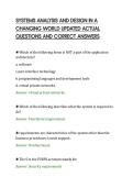 SYSTEMS ANALYSIS AND DESIGN IN A&NewLine;CHANGING WORLD UPDATED ACTUAL&NewLine;QUESTIONS AND CORRECT ANSWERS