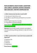 NUR 253 Mental Health Exam 1 Questions and Correct Answers &vert; Comprehensive Practice Test