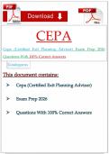 CEPA &lpar;CERTIFIED EXIT PLANNING ADVISOR&rpar; EXAM PREP 2026 QUESTIONS WITH 100&percnt; CORRECT ANSWERS&excl;&excl;&excl;&NewLine;