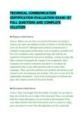 TECHNICAL COMMUNICATION&NewLine;CERTIFICATION EVALUATION EXAMS SET&NewLine;FULL QUESTIONS AND COMPLETE&NewLine;SOLUTION&NewLine;